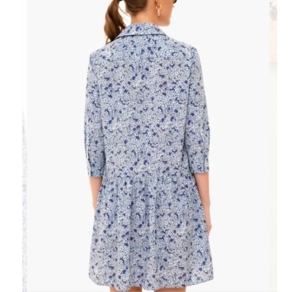 NWT Tuckernuck Women's Blue Floral Tiered Shirt Dress Dropped Waist Size Medium - Picture 2 of 13